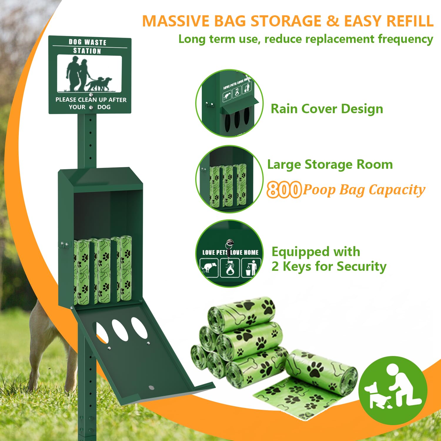 Lezbanz Dog Waste Station glow-in-the-dark sign for night visibility