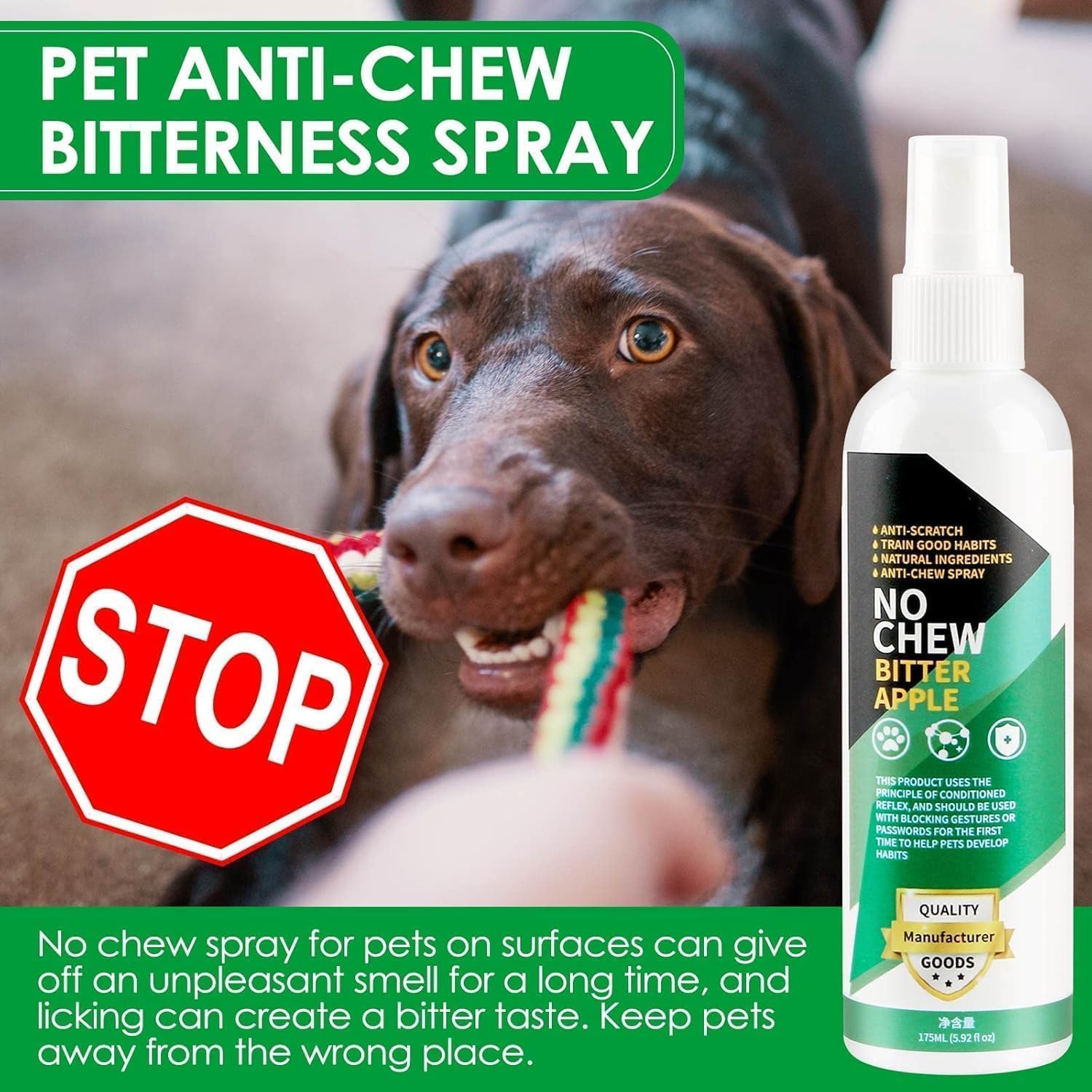 LFJUNW Bitter Apple Spray ready for easy application during training.