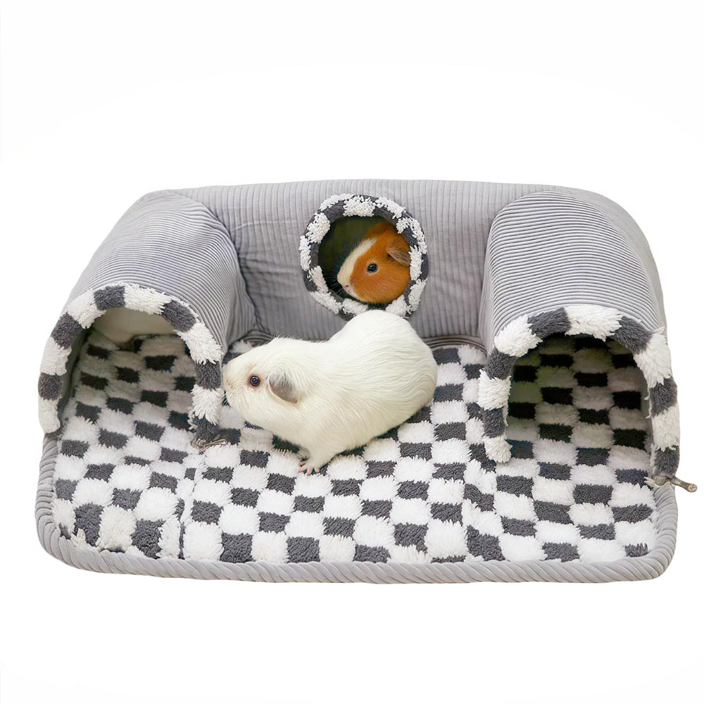Lfokd Guinea Pig Hideout Tunnel with Warm Bed offers a cozy sleeping nook for small pets.