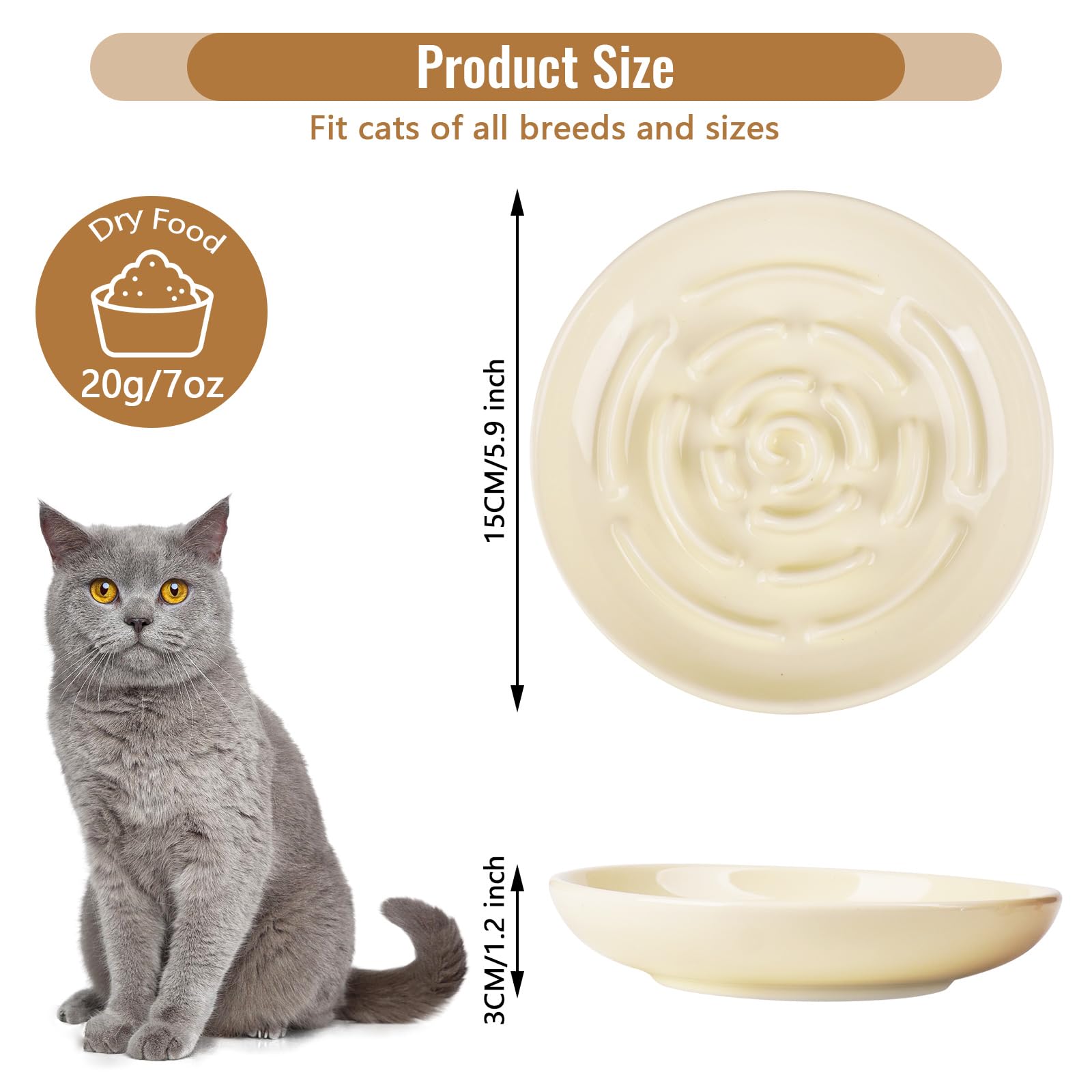 Lfpkixise whisker-friendly bowl with flat rim reduces whisker fatigue.