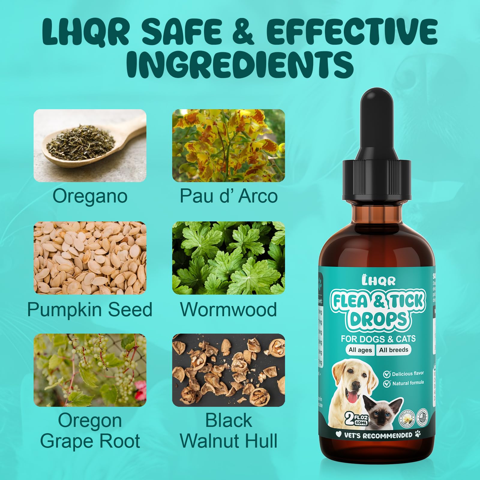 LHQR Drops pour spout demonstrates easy daily dosing.