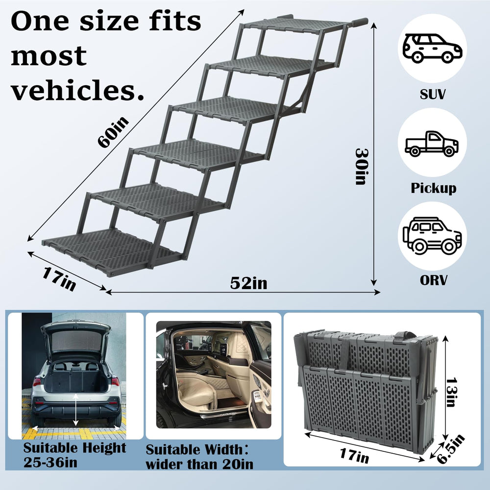 LIALEX dog ramp adjustable height for versatile fit in cars and SUVs.