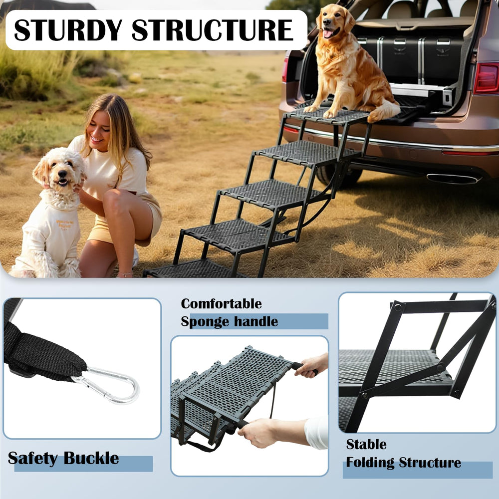 LIALEX dog ramp metal frame delivers strong, stable support for large dogs.