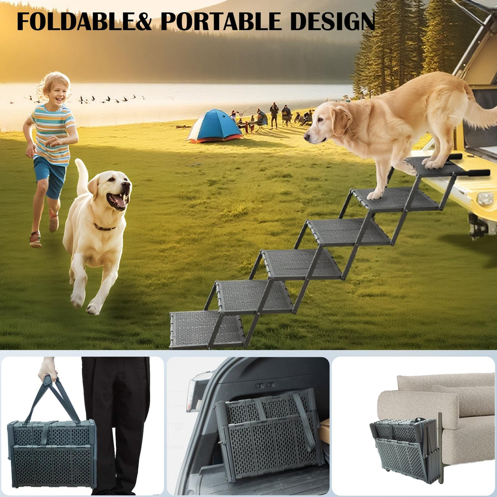 LIALEX dog ramp perforated steps simplify cleaning while maintaining traction.
