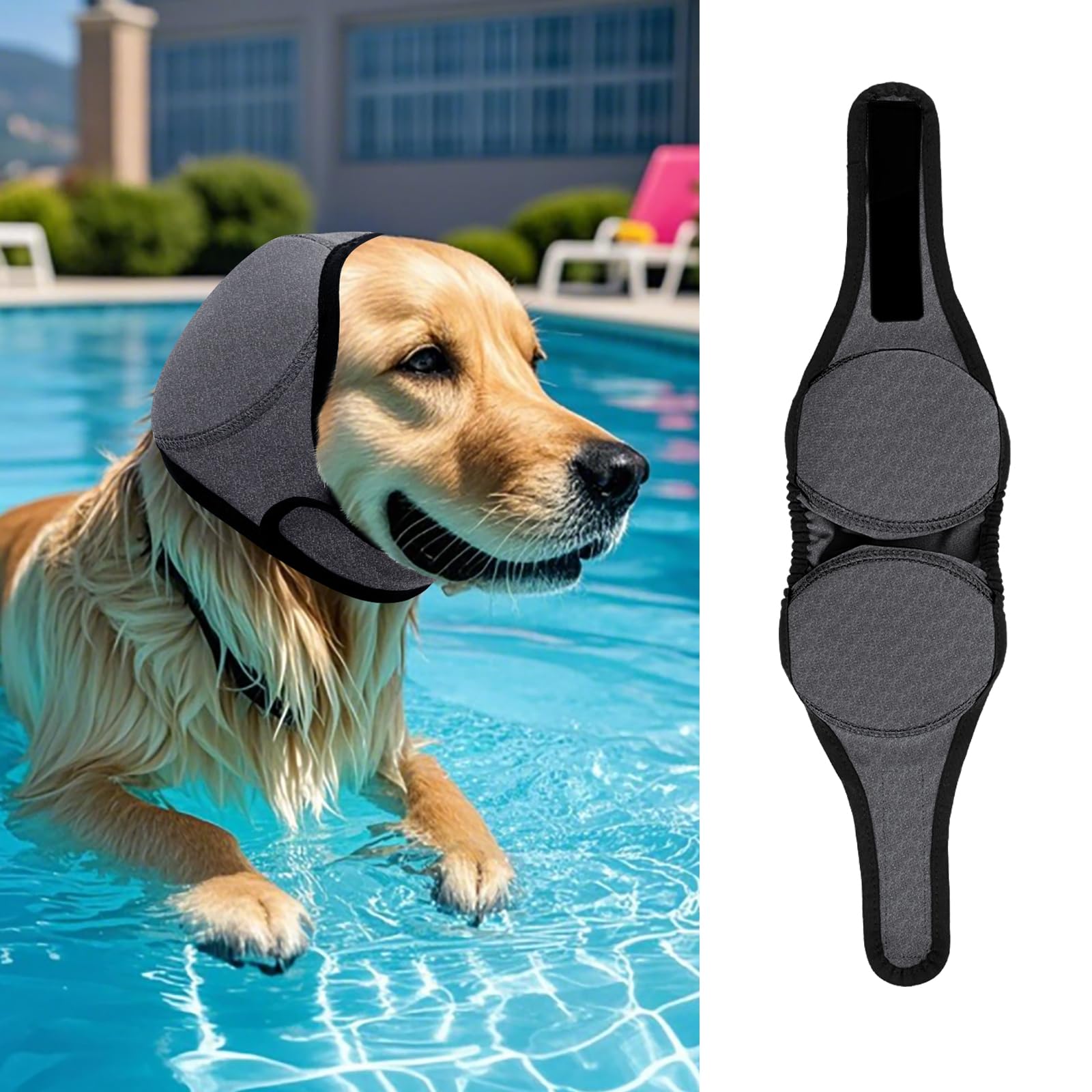 LIANZIMAU dog ear cover for swimming keeps ears dry and protected.