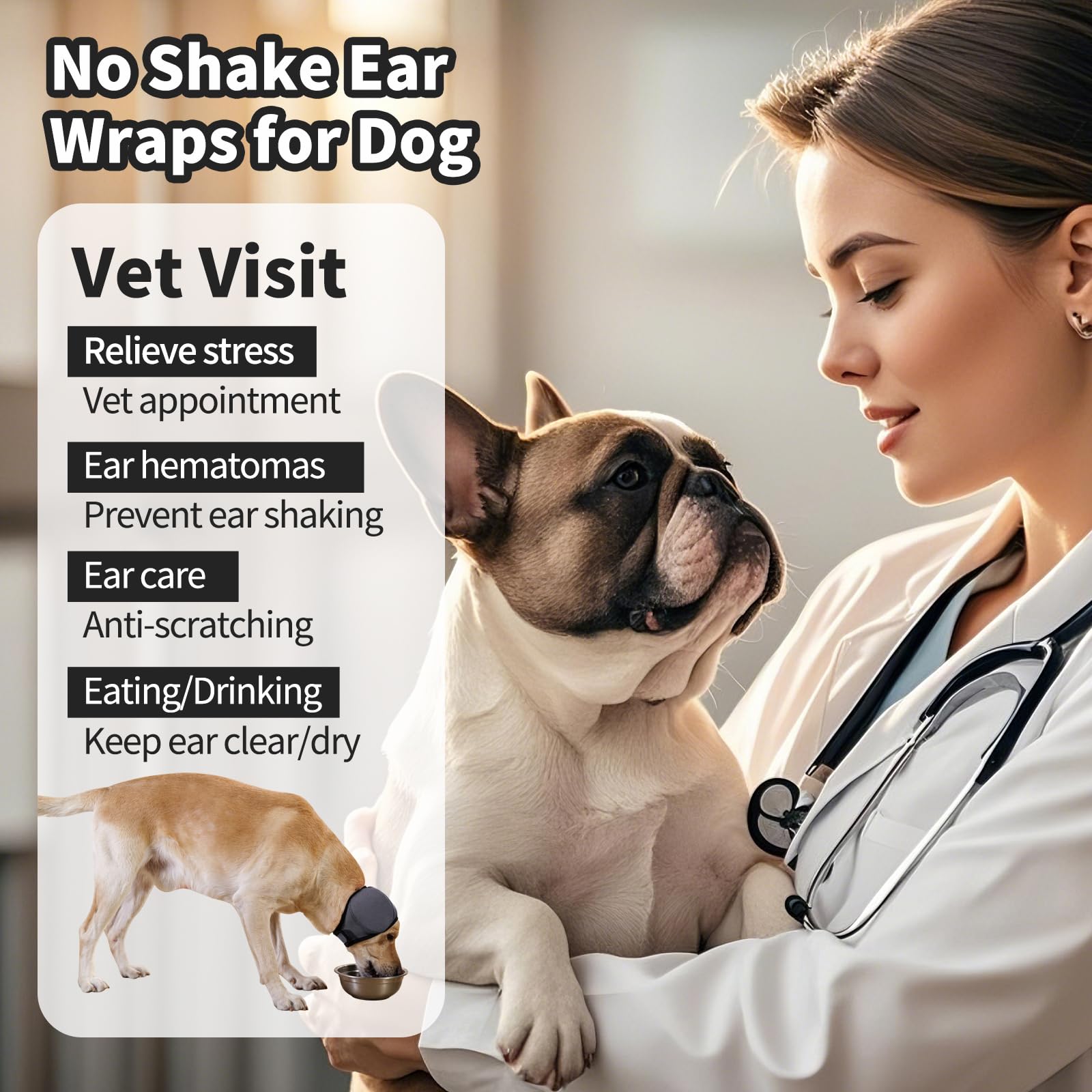 LIANZIMAU noise calming ear cover helps dogs stay calmer during thunderstorms.
