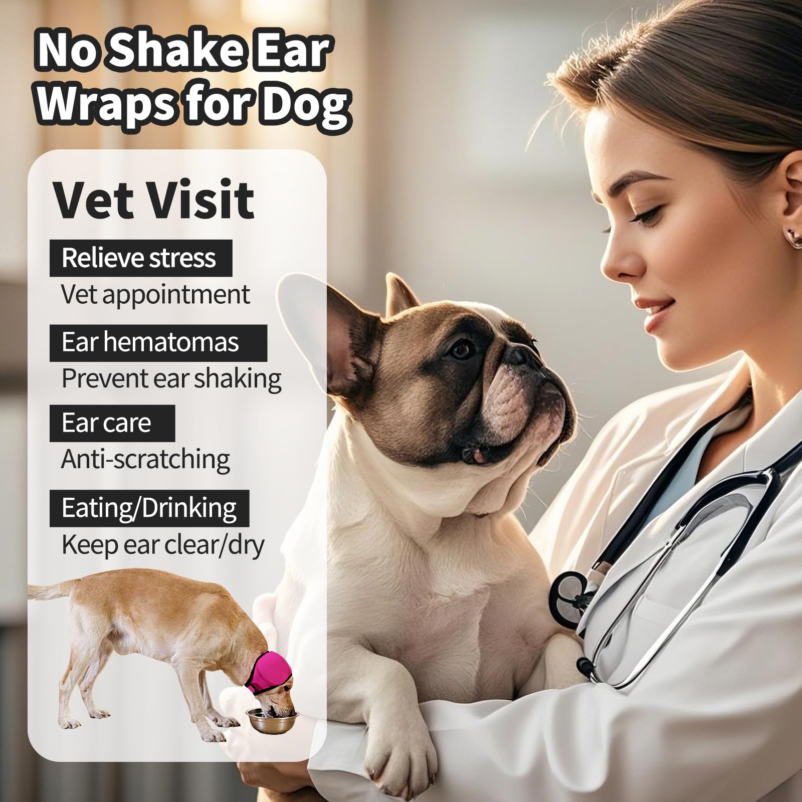 LIANZIMAU versatile ear wraps for calming, grooming, and mealtime protection.