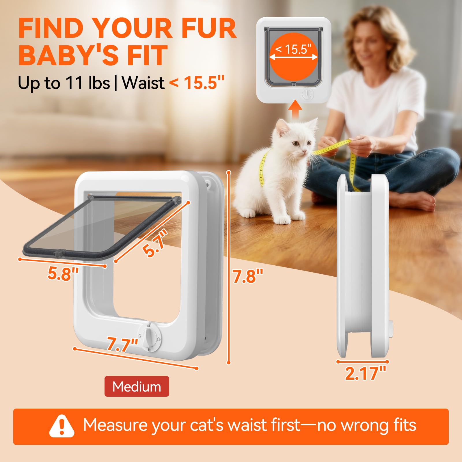 LIBBEPET cat door flap opening large enough for 11 lb cats.