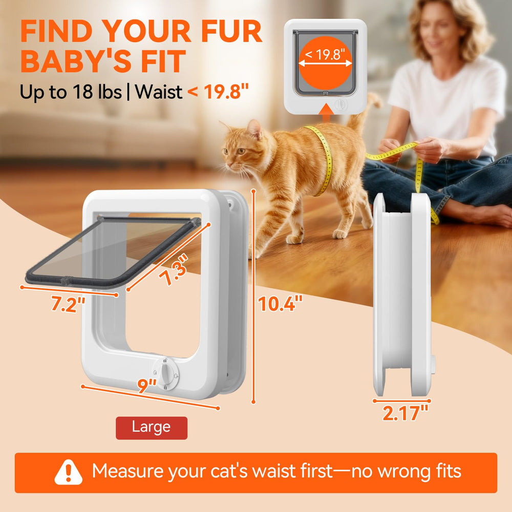 LIBBEPET flap opening 7.2x7.3 inches ensures comfortable passage for cats up to 18 lbs.
