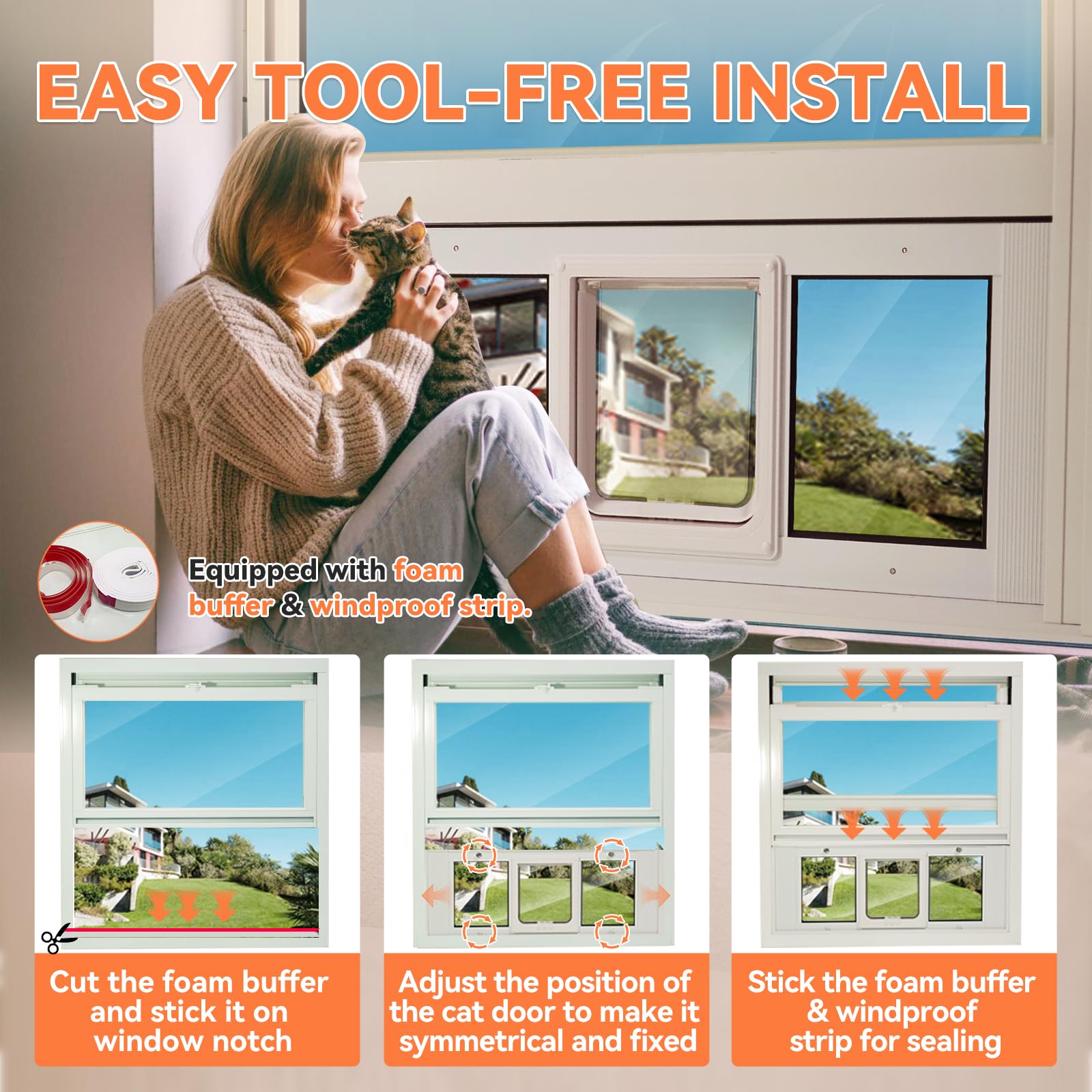 LIBBEPET cat door in use with pet enjoying safe outdoor access.