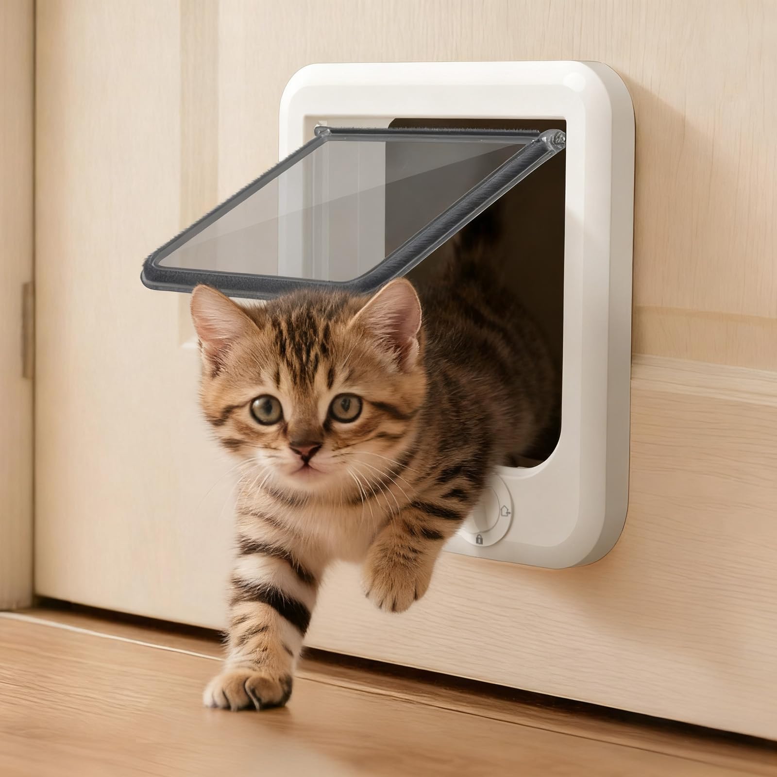 LIBBEPET cat door interior with outdoor access and sturdy frame.