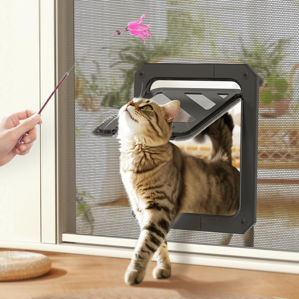 LIBBEPET cat door on screen door with magnetic flap for easy entry