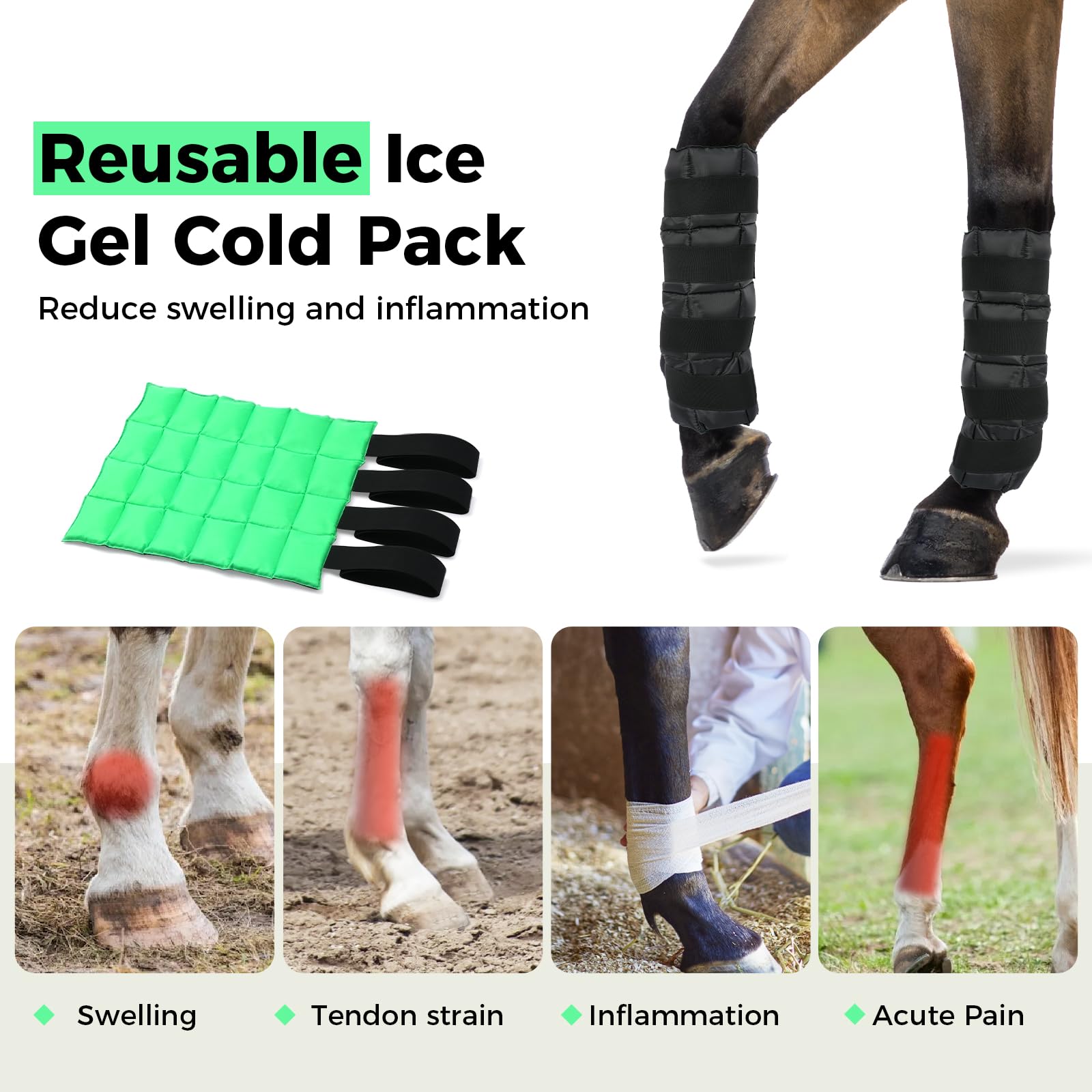 Libbipaw adjustable Velcro strap ice boots secure fit for hocks and knees
