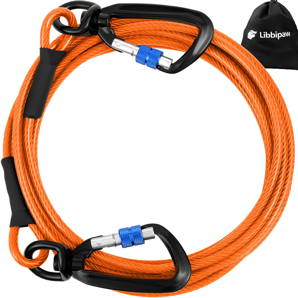 Libbipaw dog tie-out cable 50ft with rugged core for heavy-duty outdoor use