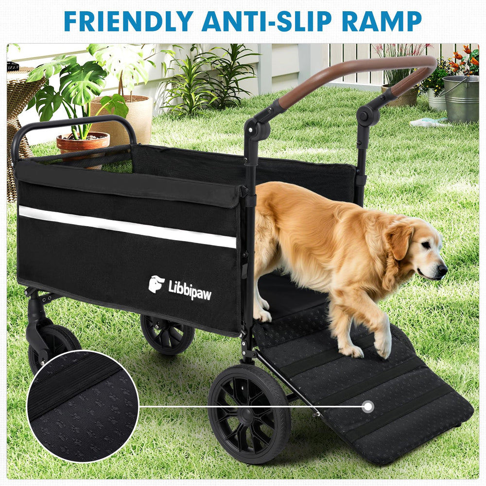 Libbipaw dog wagon all-terrain-wheels glide on grass and gravel.