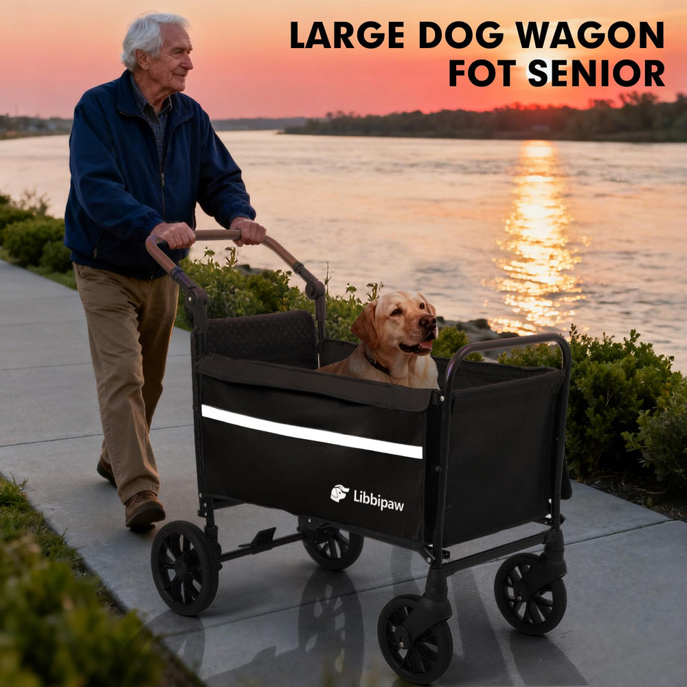 Libbipaw dog wagon internal-dimensions fit medium to large dogs comfortably.
