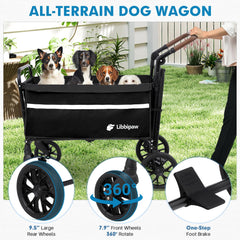 Libbipaw dog wagon one-step brake keeps the wagon secure on slopes.