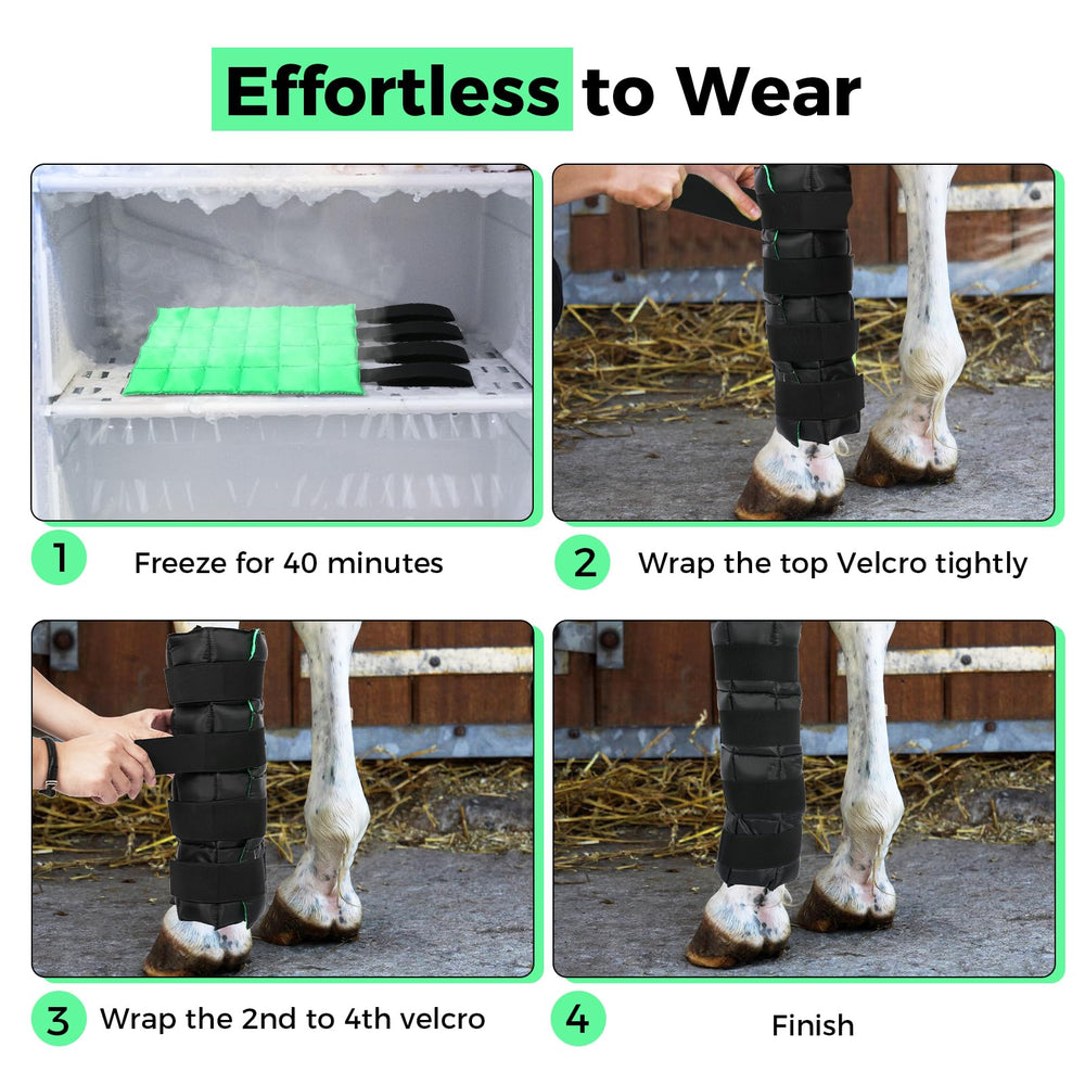 Libbipaw ice boots used during stall rest for steady cooling