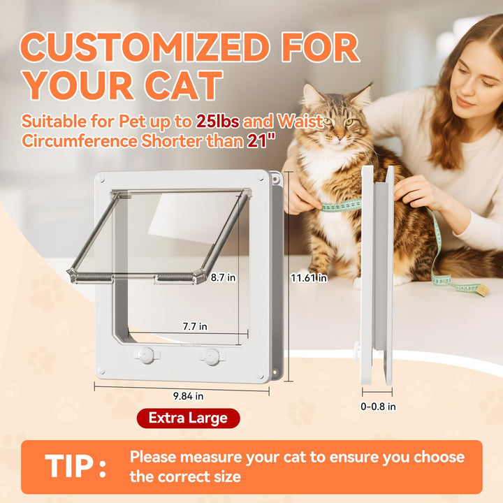 LIBBEPET cat door flap opening accommodates cats up to 25 lbs