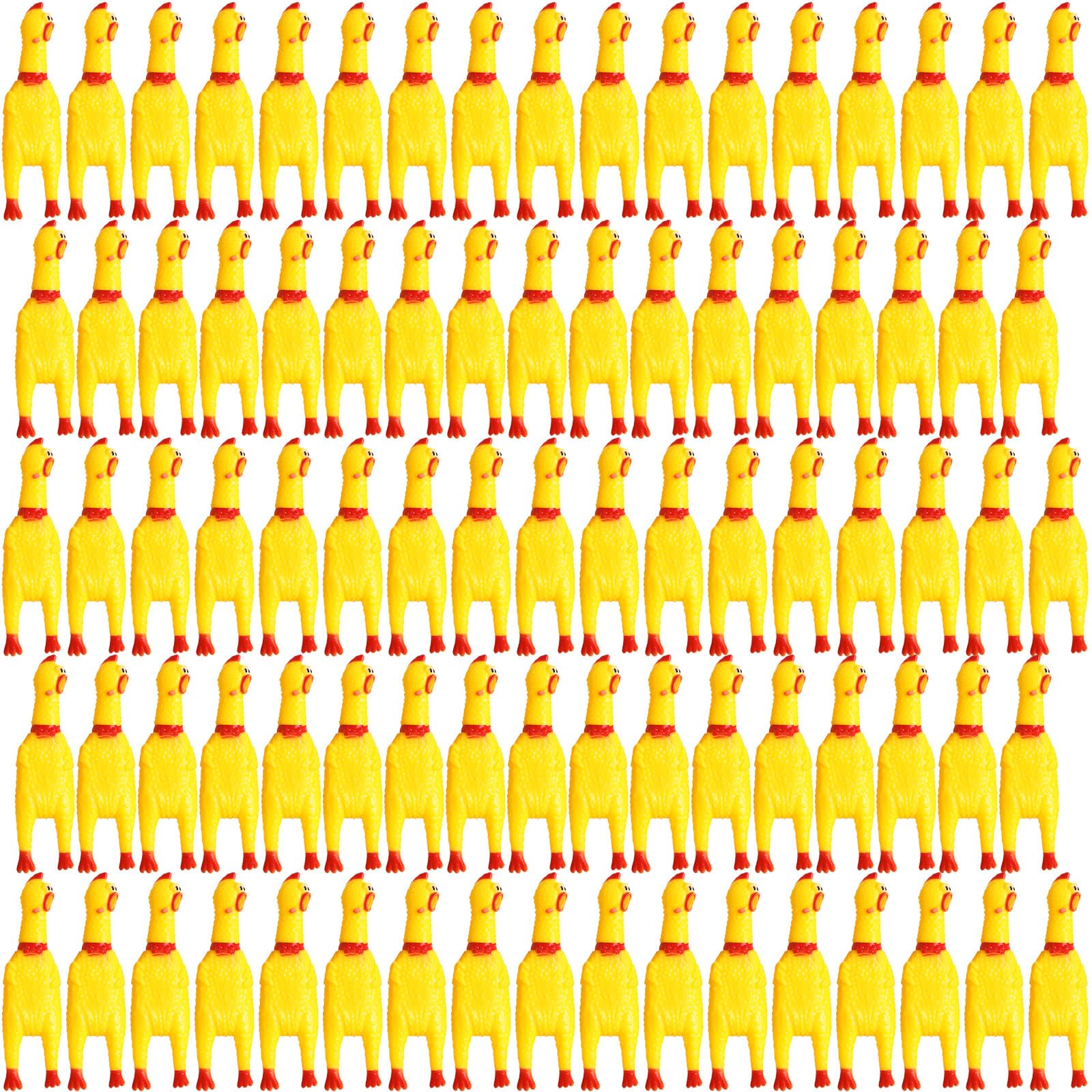 Libima 150-piece yellow squeaky rubber chickens for family fun and sharing.
