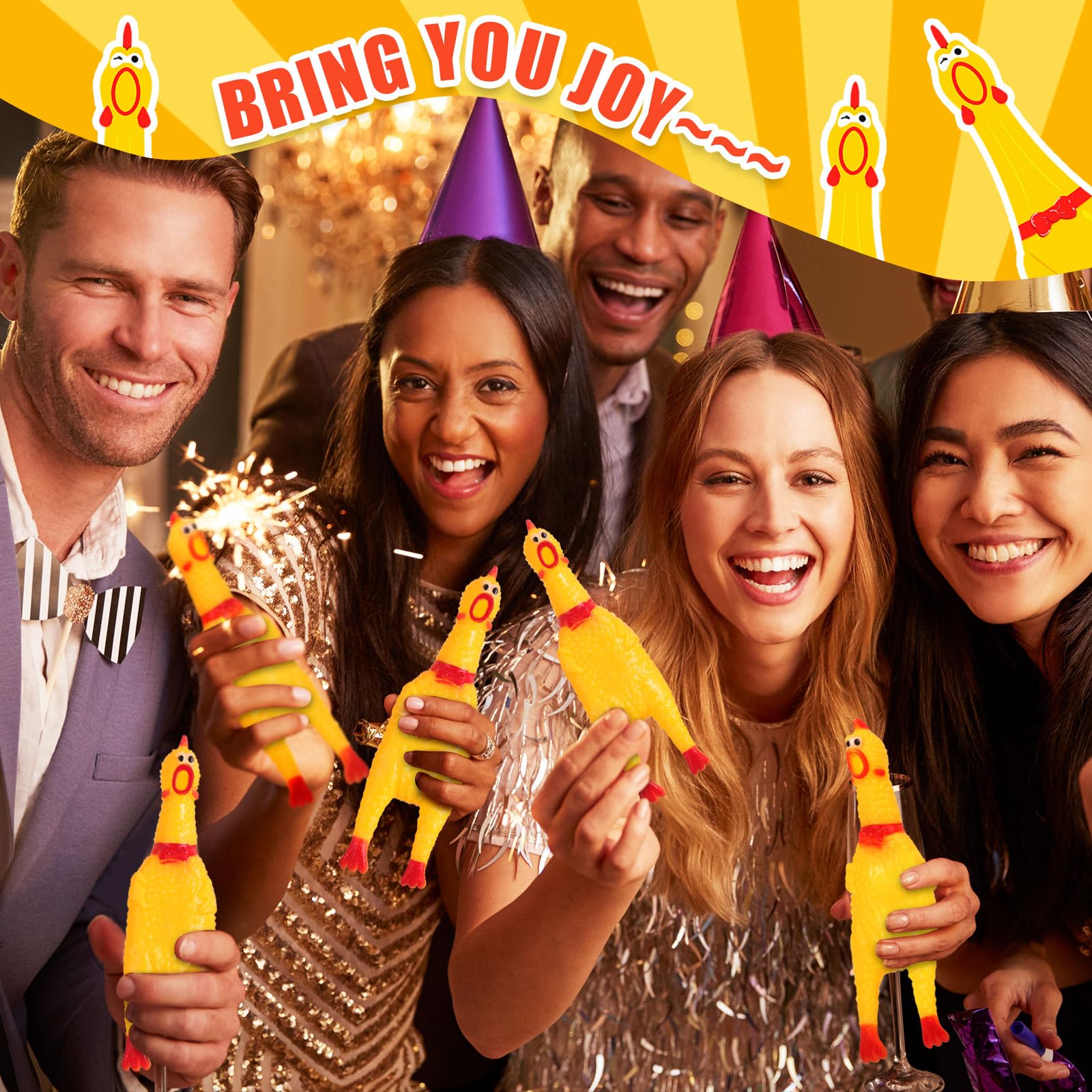 Libima party favor chicken toy adds humor and mood-lightening at events.