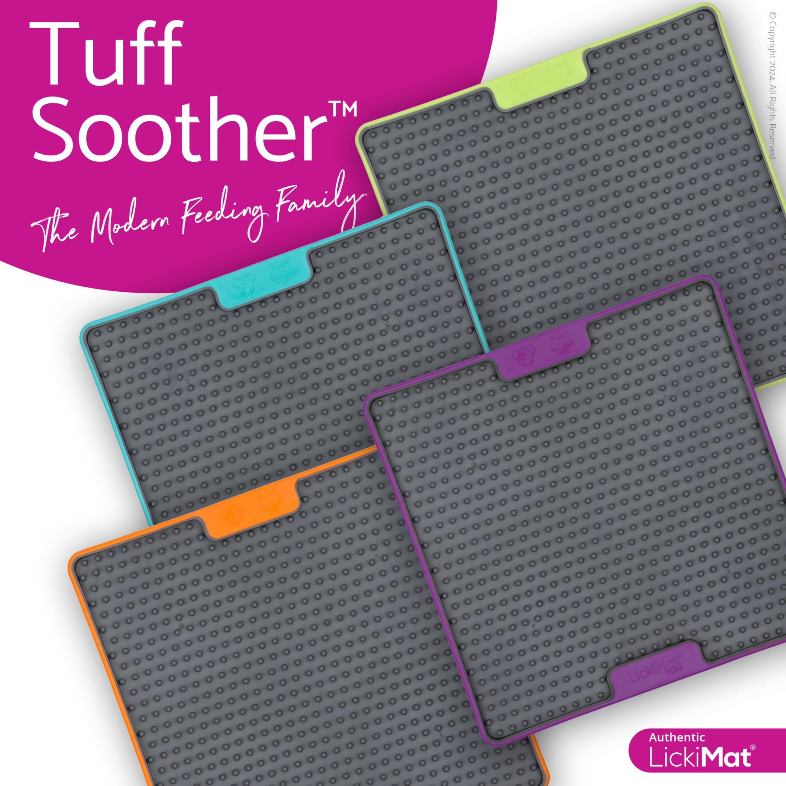 LICKIMAT Tuff helps with anxiety during storms or new surroundings.