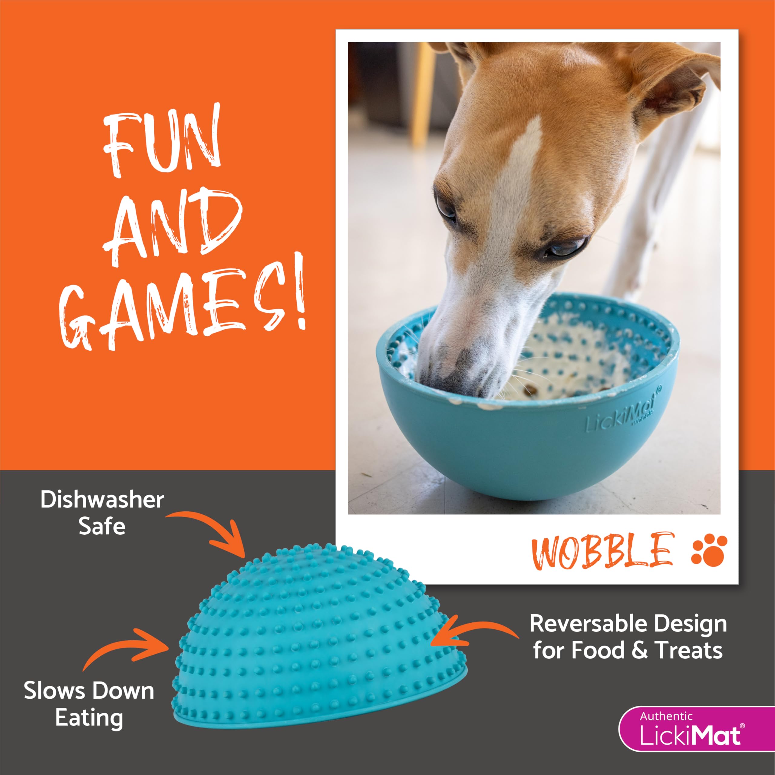 LICKIMAT Wobble enables slow feeding to prevent gulping and bloating