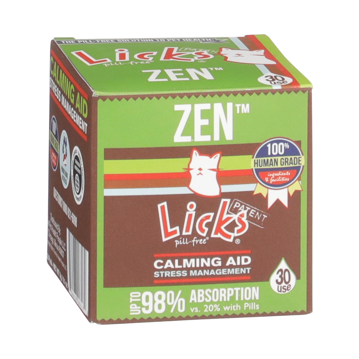 Licks Zen bottle pour offers quick calming support for anxious cats.