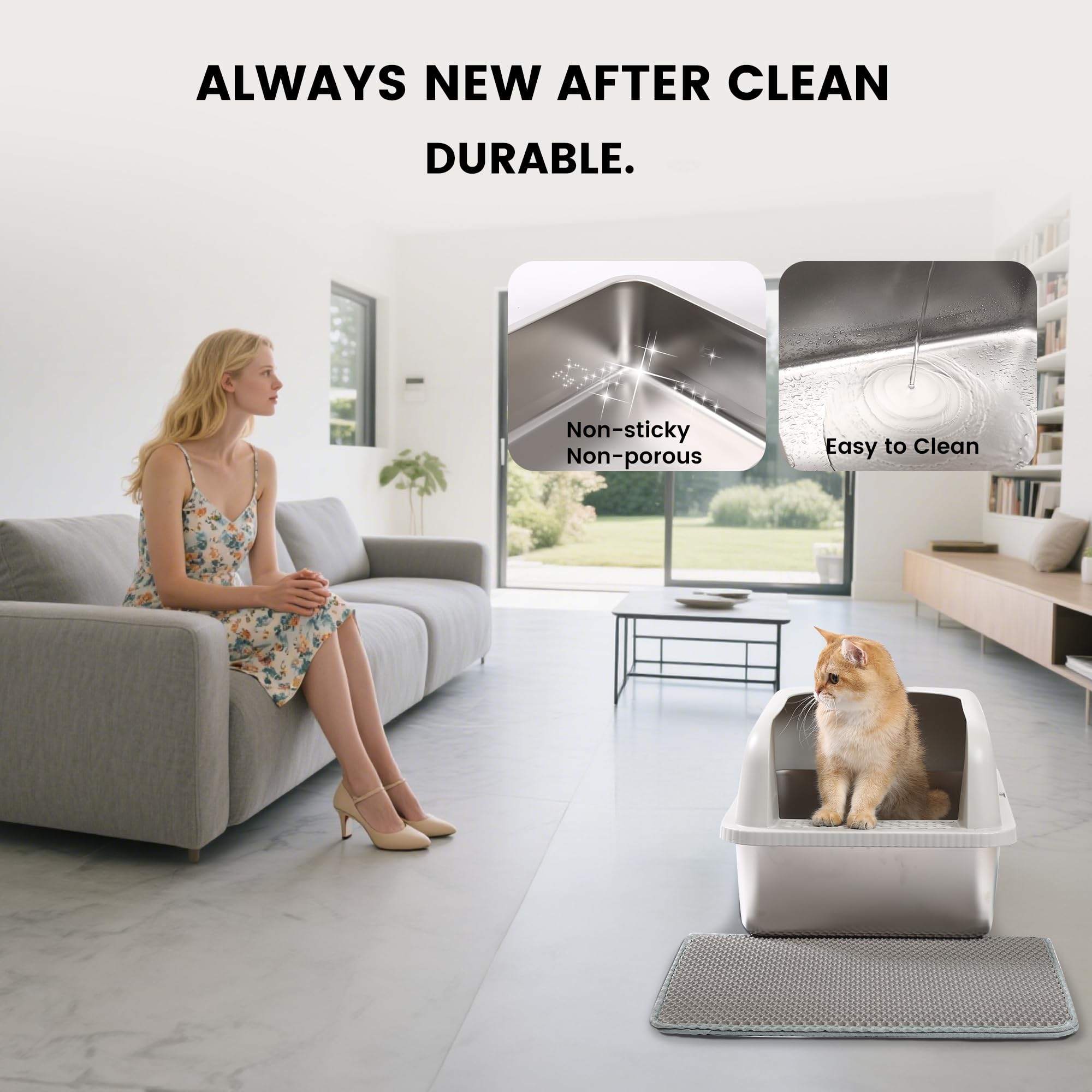 Lietom stainless steel surface resists odors for a fresh feel after cleaning.