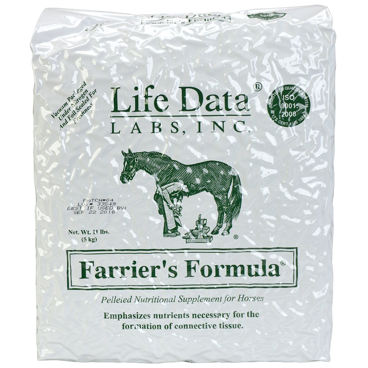 Life Data LABS Farrier's Formula refill bag supports hoof growth and coat health.