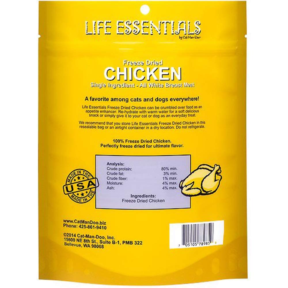 Life Essentials by Cat-Man-Doo grain-free treats suit sensitive digestion and energy.