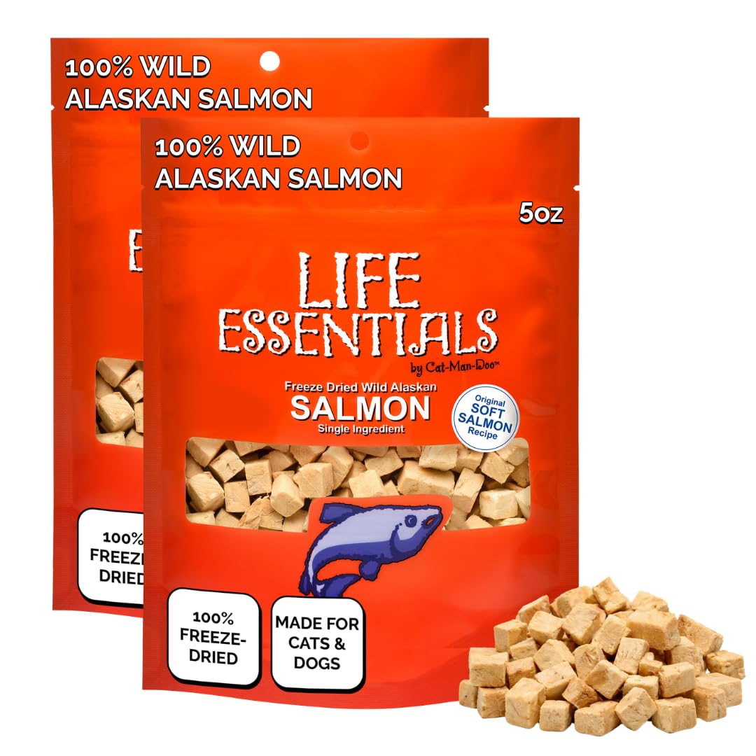 Life Essentials by Cat-Man-Doo salmon 2-pack open bags for training rewards