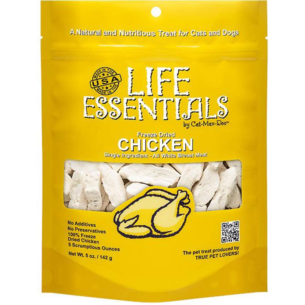 Life Essentials by Cat-Man-Doo single-ingredient chicken snack grain-free option for lean muscle.