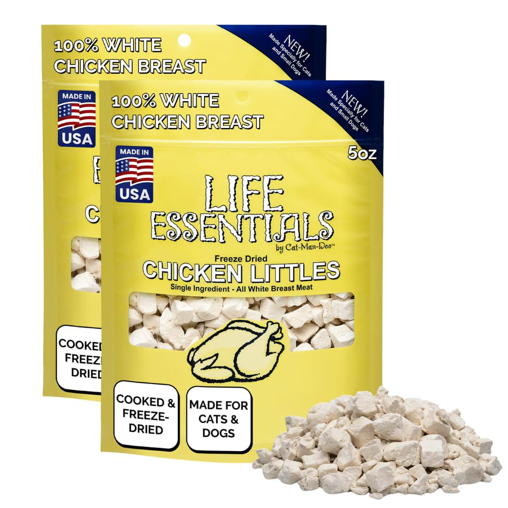Life Essentials by Cat-Man-Doo Chicken Littles 2-pack front view, convenient training treat.
