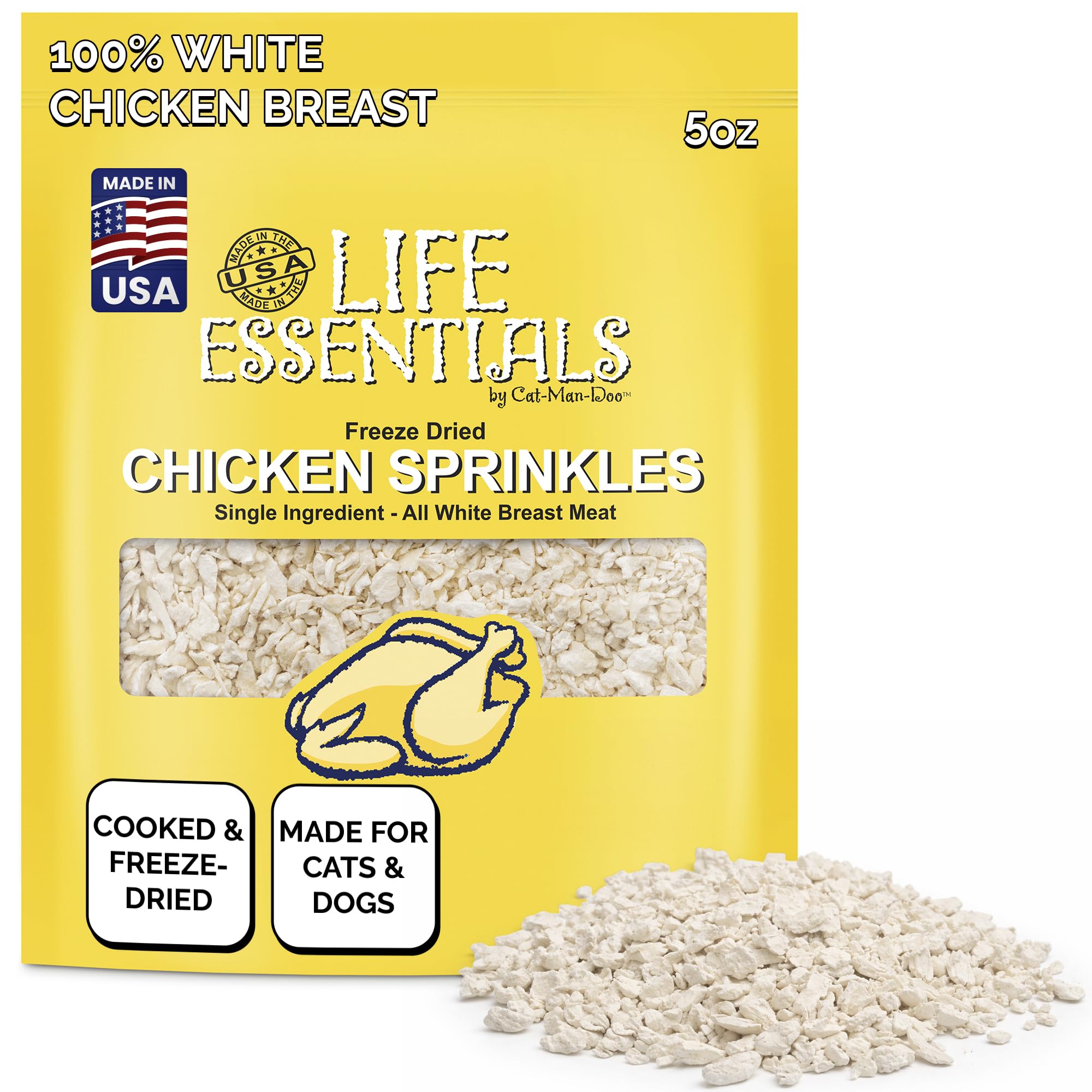 Life Essentials Chicken Sprinkles bag front view showing the product packaging