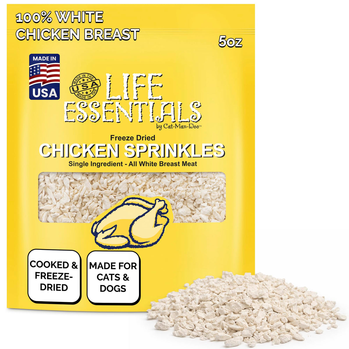Life Essentials Chicken Sprinkles bag front view showing the product packaging