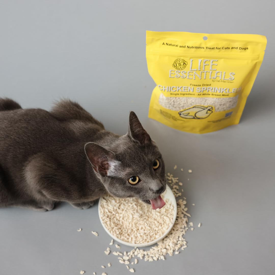 Life Essentials Chicken Sprinkles used as training treats for dogs and cats