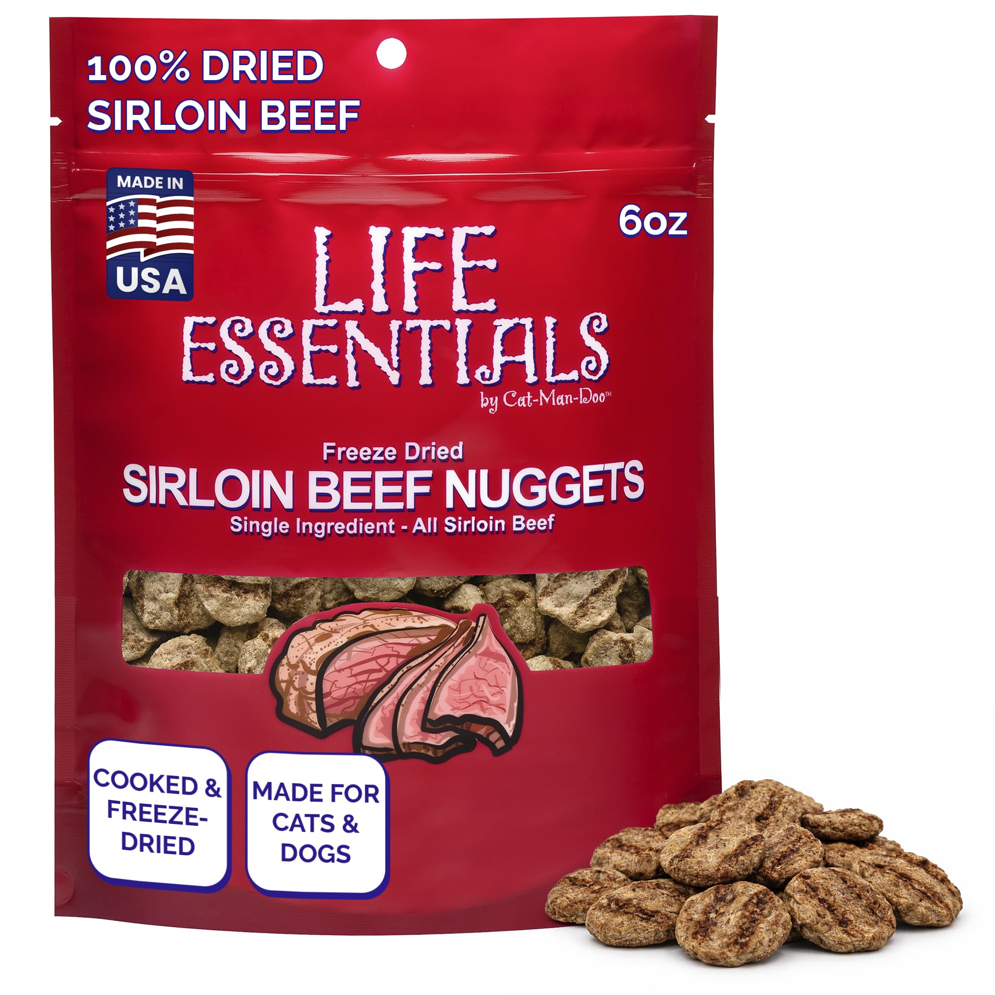 Life Essentials Sirloin Beef Nuggets in a 6oz bag for training rewards
