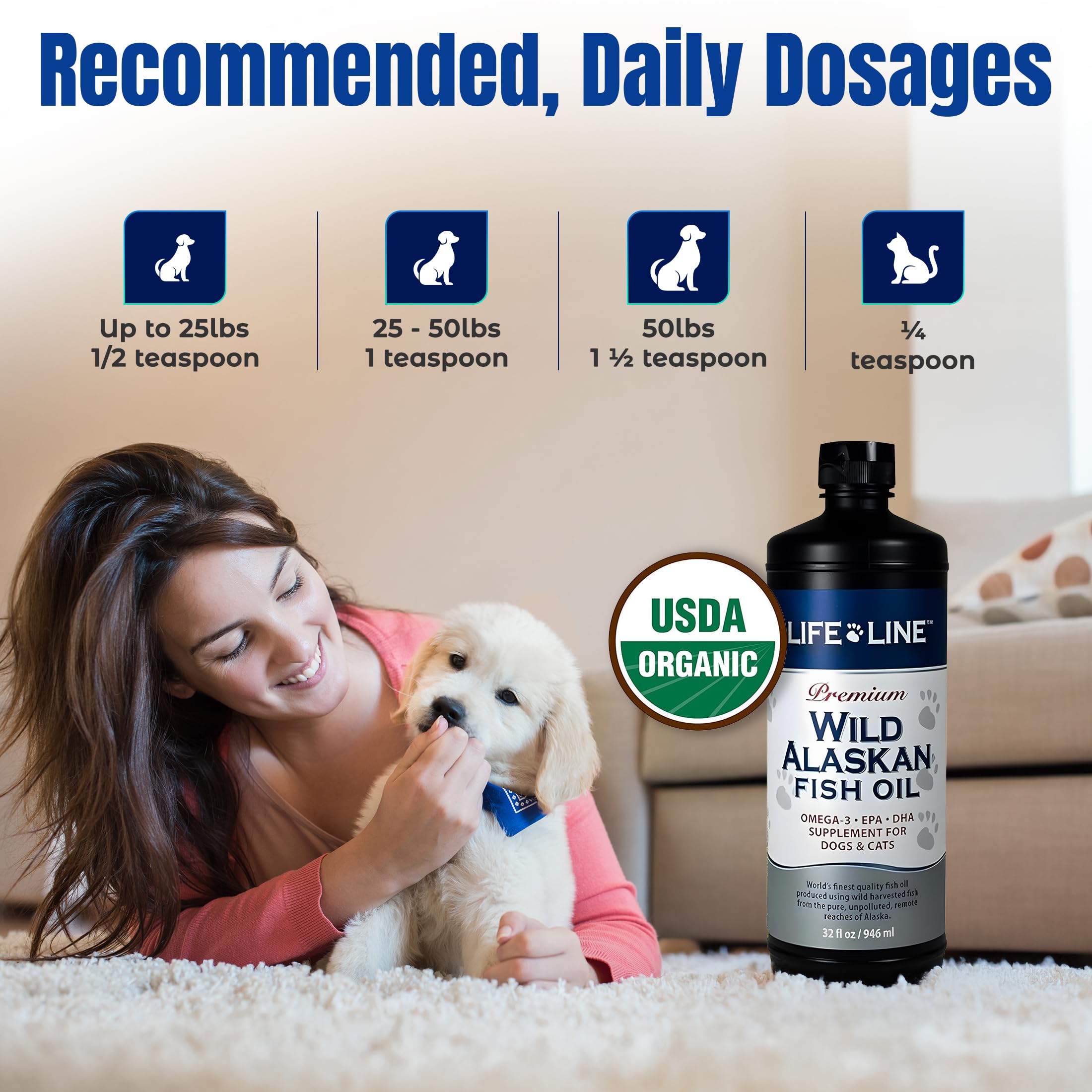 Life Line Pet Nutrition label highlights USA-made sourcing and natural tocopherols.