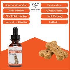 Life of Health bacon-flavor dog antibiotics loved by dogs for daily consistency.