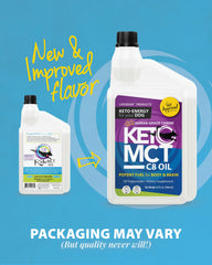 LifeSense C8 MCT Oil for Dogs bottle sideview highlights vet-approved, high-purity formula.