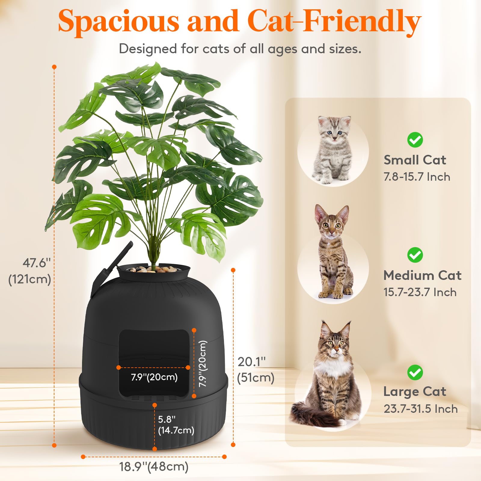 Lifewit carbon filter cover keeps air fresh around the litter area.
