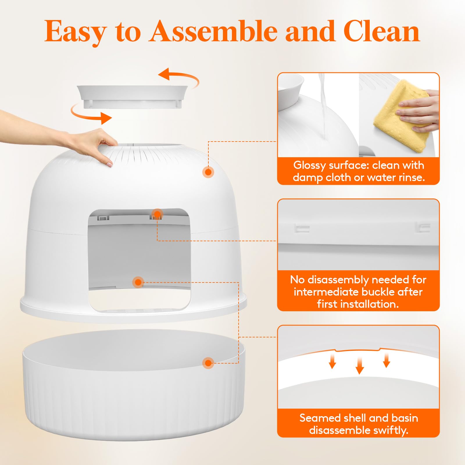Lifewit hidden litter box with closed bin design traps litter and dander.