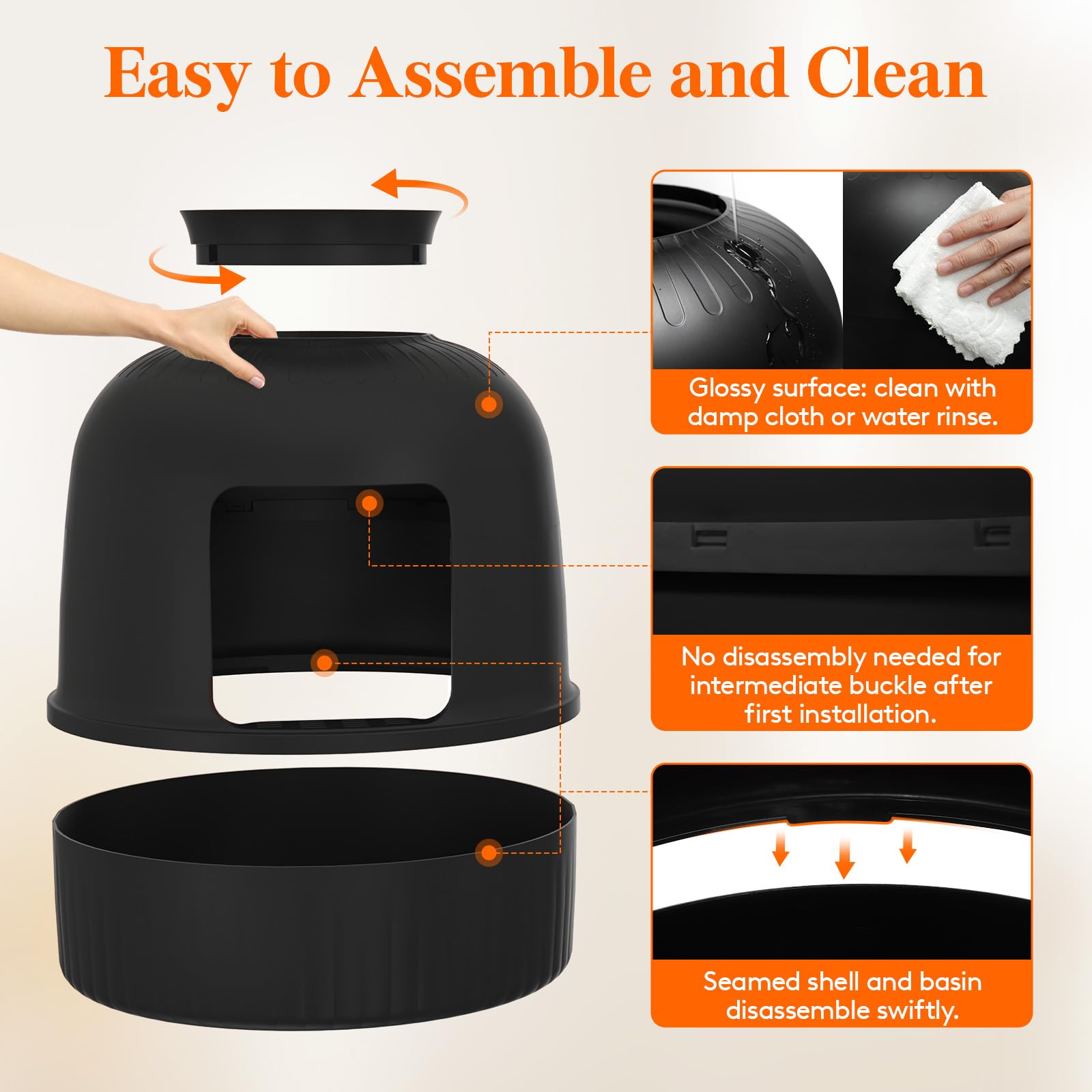 Lifewit bottom basin design simplifies cleaning without liners.