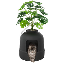 Lifewit hidden cat litter box with flower-pot design keeps odors contained.