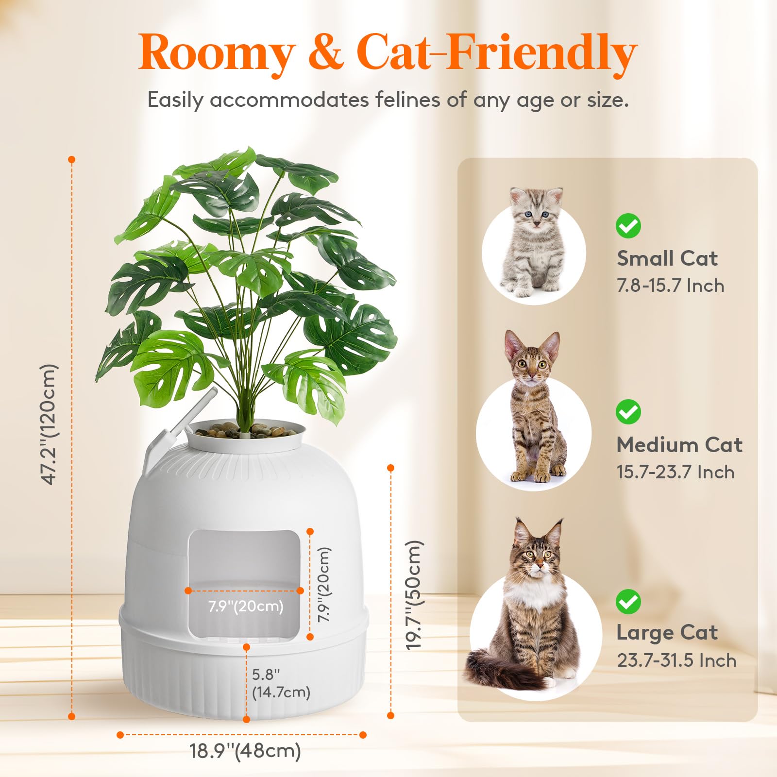 Lifewit litter box carbon filter top provides odor control.