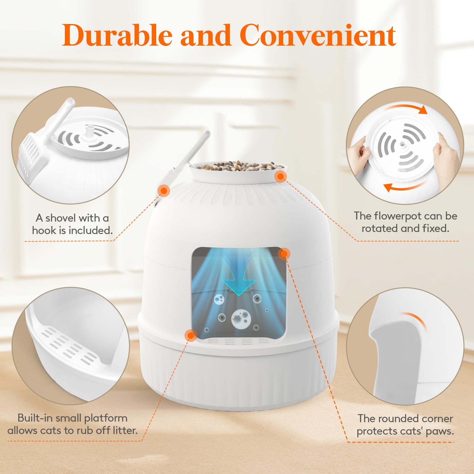 Lifewit scoop with hook keeps cleanup tools handy.