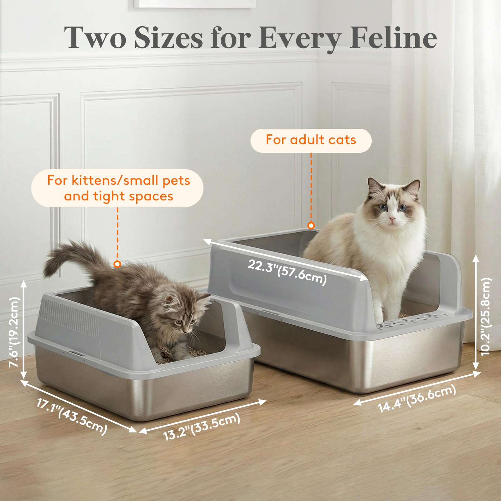Lifewit litter tray, side angle, open design for air circulation