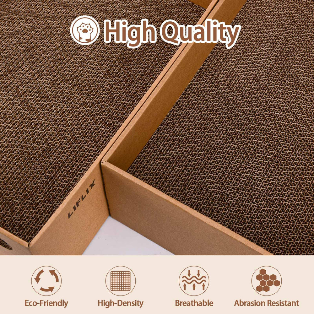 Dense 2.5 cm cardboard boosts durability against sharp claws.