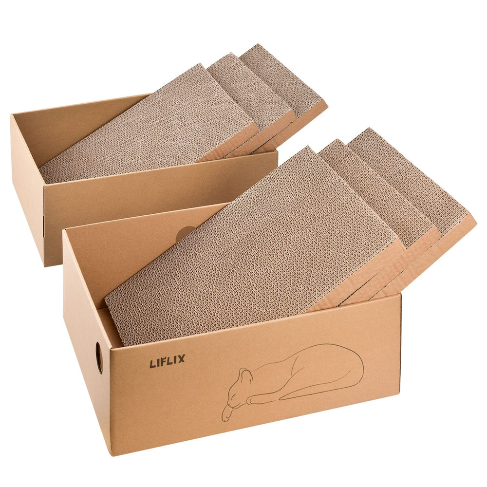 LIFLIX cardboard cat scratcher large box setup for lounging and scratching.